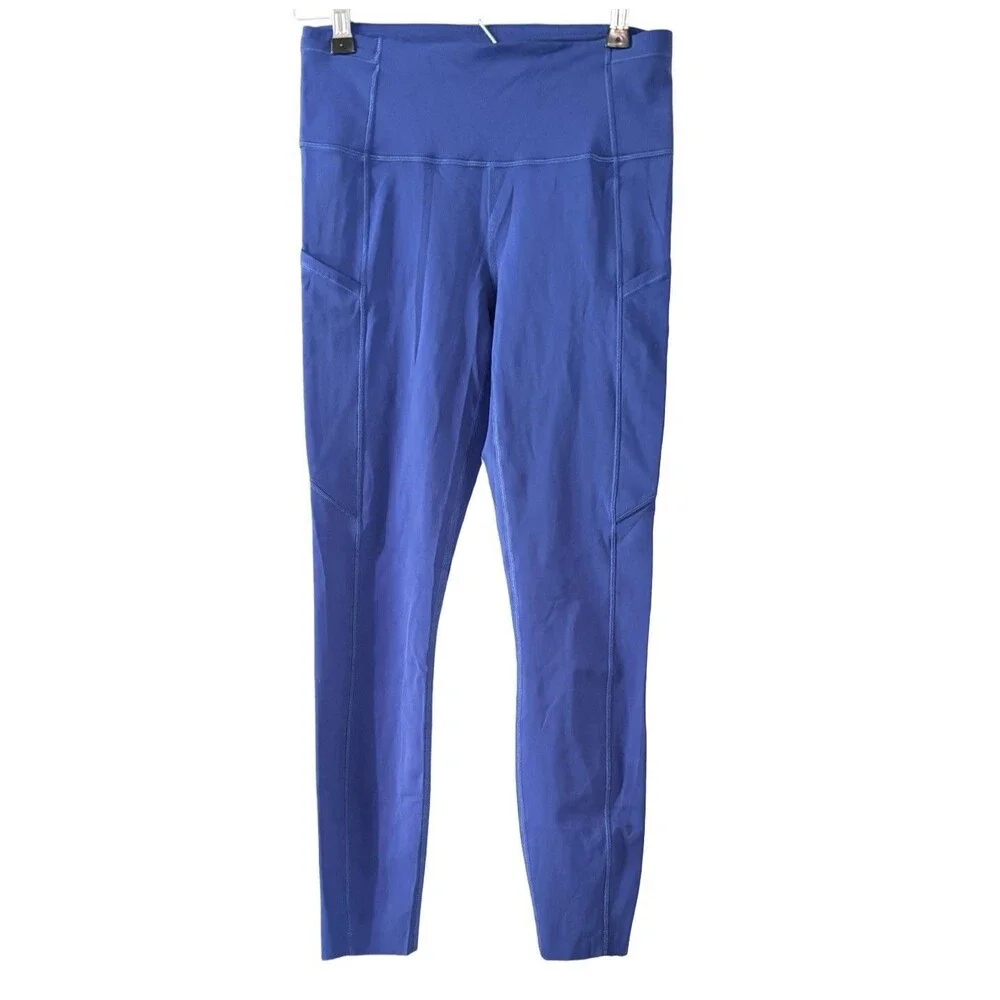 Lululemon Fast and Free High Rise Nulux Blue Logo Ankle Tights Size 6